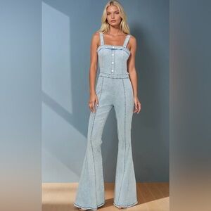 Bellbottom Denim Jumpsuit Lt. Wash